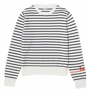 KULE betty love cream and navy striped red long sleeve 100% cashmere sweater L